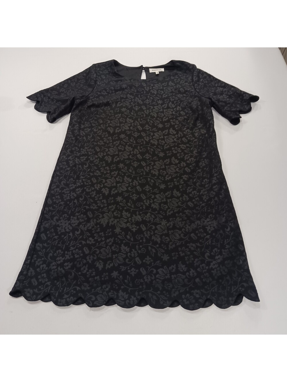 Monteau Los Angeles Women's Black Embroidered Floral Short Sleeve Dress Size M